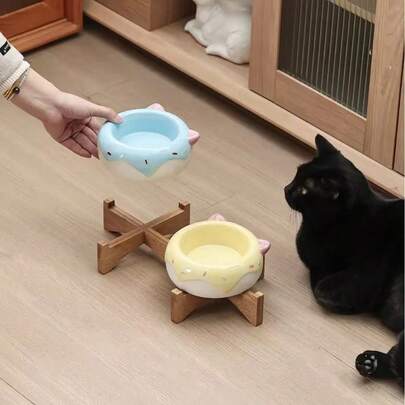 1 个加高猫碗，防呕吐 15 度倾斜猫托盘，底座稳定，不易翻倒，宠物饮水或喂食站，适用于室内猫狗，可在洗碗机中清洗