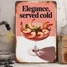 1pcs Shrimp Cocktail Elegance Served Cold Tin Sign Vintage Seafood Cocktail Party Metal Sign Print Suitable For Room Bathroom Cave Bar Cafe Garage Garden And Outdoor Decoration 8X12 Inch - 鏽棕色 - 查看 2