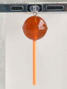 1pc Colorful Resin 3D Candy Lollipop Anti-Dust Plug Phone Charm Pendant, Suitable For Type C & Lightning Ports