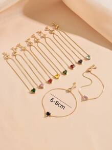 1pc Custom Birthstone Necklace, Zirconia Tear-Drop, Heart Square Gemstone Personalized Birthday Gift, Mom Gift, Best Friend Gift - Love 1 - View 10