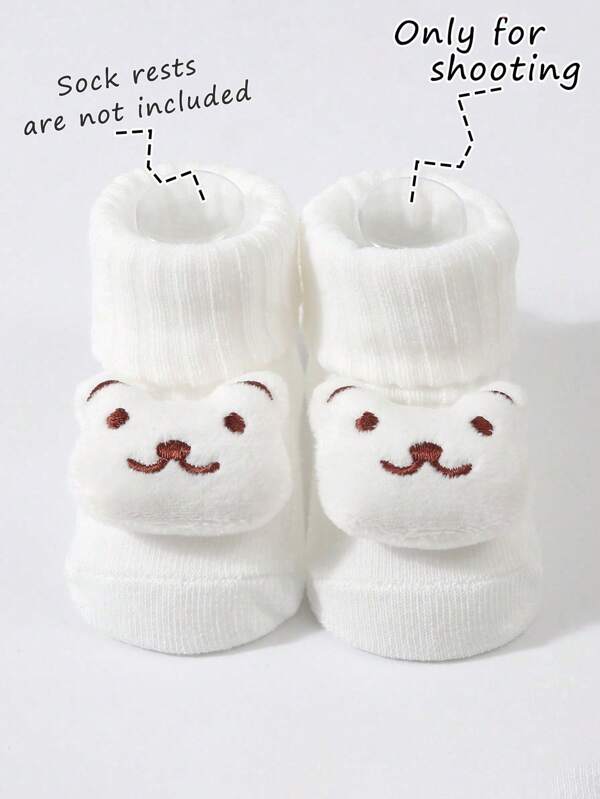 1 Pair White Puppy Cartoon Plush Knit Socks (No Transparent Sock Holder), Unisex Kids/Toddlers, Y2K Style Outdoor Warm Casual Versatile Winter Socks