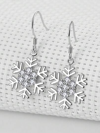 1 Pair Fashionable Snowflake Dangle Earrings, Minimalist Elegant Christmas Gift
