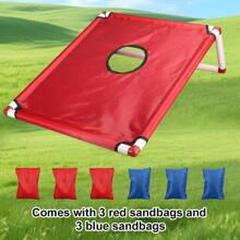 Juego portátil de lanzamiento de sacos de frijoles para niños - Incluye 1 tablero de cornhole plegable y 6 sacos de frijoles (3 rojos, 3 azules) - Ligero, duradero y divertido para jugar en interiores y exteriores, fiestas en el patio, campamentos y juegos grupales