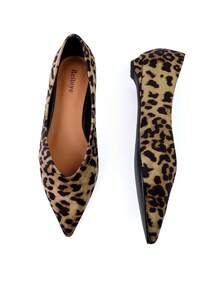 Reitoye New Arrival Y2K Comfortable Leopard Print Sandals For Women Summer Pointed Toe Patent PU Ballerina Flats Shoes,  Flat Heels Summer Shoes,  Mother's Day Gifts, Soft Leather, Soft Soles - Beo - Xem 9