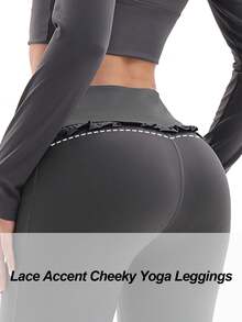 Women's 2-Piece Casual Sports Outdoor Sexy Long Sleeve Square Neck T-Shirt And Pants Set, High Stretch  Workout Outfit, Breathable Ltra Soft Abdomen Control, No Perspective Exercise Loungewear, Suitable For Running, Fitness, Yoga And Other Sports, Spring/Summer - 深灰色 - 查看 7