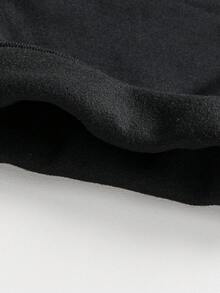 Toddler Letter Print Warm Crew Neck Sweatshirt And Pants Set - Black - View 10