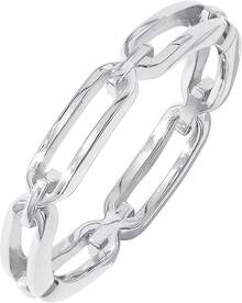 14K Gold Or Rhodium Plated Sterling Silver Chain Link Band Ring - Rhodium - Xem 7