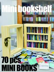 1 Set Anxiety Bookcase Mini Book, (Including 100/70pcs Mini Books) Decorations House Decoration, DIY Craft, Accessories Mini Miniature Model,Suitable As A Holiday Gift, Day; Father's Day; Mother's Day, Thanksgiving; Halloween; Christmas; New Year's Day. - Multicolor - View 10