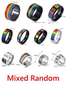 1 Pc Fashionable Stainless Steel Rainbow PRIDE Rotatable Rings, For Men And Women, Pride Celebration, Jewelry Accessories
