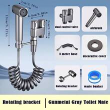 【马桶喷枪】一套马桶喷枪配件，二合一出水角阀 | 手持式冲洗器，3米伸缩软管，壁挂式马桶清洁剂增压清洗器，提升个人卫生，镀铬表面，浴室卫生用品，浴室配件，浴室工具 - 彩色 - 查看 5