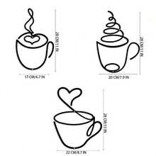 CIF BUY 奢华黑色金属咖啡杯壁饰（1件/3件套）——现代图形雕塑，适合咖啡爱好者的家居。提升任何客厅或餐厅的格调，适用于现代家居装饰、家居装饰、房间装饰。 - 彩色 - 查看 9