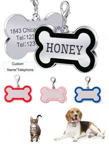 Targhette identificative personalizzate per cani - Targhette per collari di cani e gatti, targhette di identificazione per animali domestici, targhette per cani e gatti, targhette con nome per cani e gatti, targhette grandi per cani, targhette per cani vuote (a forma di osso grande: rosso, rosa, blu, nero, verde) L4,5cm*L3cm