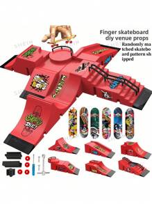 1 件 DIY 手指迷你滑板套装桌面坡道桌滑板游戏手指训练玩具派对互动比赛棋盘游戏生日礼物圣诞礼物（滑板配件款式和颜色随机）