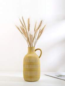 Set de 3 jarrones cerámicos bohemios, adecuados para sala de estar y dormitorio, jarrones para flores y plantas artificiales modernas de color amarillo, marrón y verde para decoración del hogar, decoración de oficina, vintage, rústico, estilo granja, regalo clásico