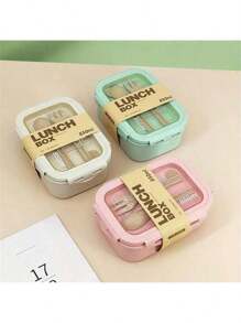 1pc Lunch Box With Two Compartments, Built-In Cutlery Set, Reusable And Microwave Heated (With Lid Removed), Suitable For Kitchen, Outdoor, School Supplies, And Kitchen Utensils