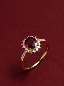 1 件复古 S925 纯银创意红宝石戒指，甜美浪漫的女士珠宝，适合日常、通勤、求婚、情侣、友情礼物 - 單戒 - 查看 3