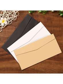 40pcs Plain Envelopes, Vintage Minimalist Triangle Flap Design, Invitation Envelopes, Suitable For Wedding, Anniversary, Celebration Party Invitations, Size: 8.66 X 4.33 Inches - Multicolor - View 2