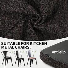 Foam Bar Stool Cushions 4 Pcs, Modern Interwoven Style Magnetic Small Chair Pads Use For Cafe Bistro Stackable Metal Stool (Square, Black-Gray, 4)