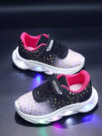 MGO Kidss Nowe buty dziecięce MGO na wiosnę/jesień z podświetleniem LED, swobodne niskie trampki z gradientowymi kolorami, oddychające, lekkie, antypoślizgowe buty sportowe, wiosenne buty dla dziewczynek z motywem księżniczek, dla dzieci w wieku 1-6 lat