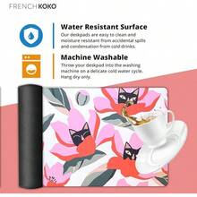 French KOKO Desk, Large Desk Pad Large Mouse Pad Cute Desk Accessories Home Office Essentials XL Desk Desk Pad Keyboard Mouse Desk Pads On Top Of Desks Computer Pink Floral Women Girls - Meow - 查看 4