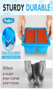 Walfos 1-Cup Silicone Freezer Molds With Lid, 4 Packs Soup Freezer Ice Cube Tray For Food, Silicone Food Freezing Container For Storing And Freezing Soup, Broth, Sauce And Ice