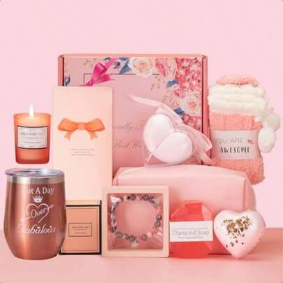 Gift Baskets For Women Birthday Presents For Women Pink Gifts For Her Gifts Box Unique Gift Ideas Relaxing Set Self Care For Female Her Wife Bestie Sister Mom Best Friend Bestie-0166
