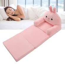 Actualizado 2 en 1 Sofá Plegable, Sofá Cute Cartoon Plegable Ancho Mango Suave Transpirable Silla para Leer Dormir 2 Capas 2 en 1 Sofá Convertible a Tumbona Sofá de Caricatura Plegable Sillas Perezoso Sofá Abrir Sofá Cama para Sala de Estar Dormitorio Con Cremallera - Rosa - Ver 2