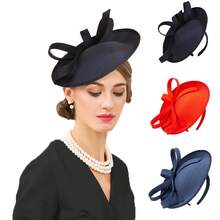 HIMESPORT Mũ dự tiệc trang trọng dành cho nữ, kiểu mũ Kentucky thanh lịch có nơ, phù hợp cho cô dâu, đám cưới, tiệc trà, tiệc cocktail. - A - Xem 13