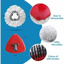 2 Pack Spin Mop Replace Heads For Cedar EasyWring 1 Tank 30 58" Mop Handle Mop Base And Scrub Brush Combo Set Replacement Microfiber Mop Refills