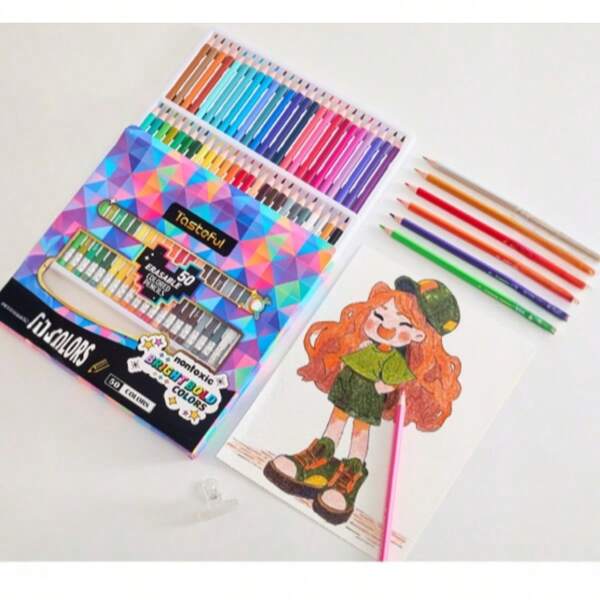 1 Set (15/28/50 Colors) Erasable Colored Pencils, Painting Dedicated Colored Pencils, Thicker Lead, Easy To Color/Erase, Erasable Colored Pencils For Painting, Daily Drawing, Sketching, Writing, Painting, Classroom, Wedding Decoration, School Supplies, Office Supplies, Stationery Supplies, Art Supplies