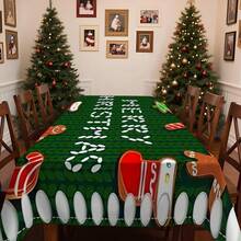 1pc Rectangular Tablecloth, Christmas Themed Tablecloth Collection With Reindeer, Gingerbread Man, Snowman And Other Patterns, Creates Holiday Atmosphere, Suitable For Daily Home, Living Room, Dining Room, Christmas-Themed Events
