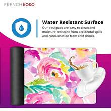 French KOKO Desk, Large Desk Pad Large Mouse Pad Cute Desk Accessories Home Office Essentials XL Desk Desk Pad Keyboard Mouse Desk Pads On Top Of Desks Computer Pink Floral Women Girls - Floral Dream - 查看 5