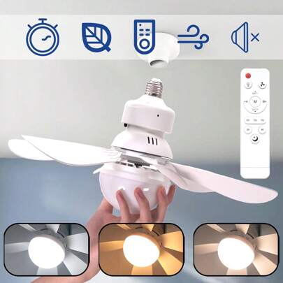 1 pezzo Ventilatore da soffitto con luci e telecomando, ventilatore da soffitto da 30W dimmerabile, ventilatore da soffitto silenzioso a 6 pale per ca
