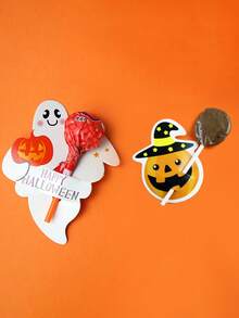 50pcs Halloween Pumpkin Lollipop Decorations - Seasonal Craft Paper, Colorful Card Design Candy Wrappers Suitable For Spooky Decor, Applicable For Fall, Halloween, Christmas - Multicolor - View 9