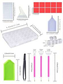 28 Compartments Plastic Organizer And Diamond Painting Tools Accessories Set Combination 5D DIY Diamond Embroidery Mosaic Tools Kit Diamond Pen 3/6/9 Heads Diamond Tray Adhesive Fixing Diamond Corrector - Clear - View 3