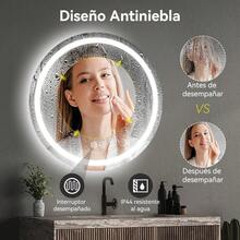 Espejo Led Touch Pared Baño Espejos Redondo Decorativo 2 Modo ,Espejo De Tocador Moderno Redondo,espejo De Pared Regulable Con Antivaho Y Botones Táctiles Inteligentes,3000k/4000k/6000k 3 Modo Luz Ajustable,marco Nude - Blanco - Ver 4
