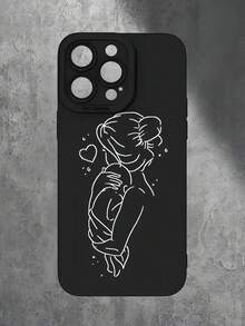 1个黑色线条母女图案全包覆式TPU防震手机壳，兼容 16、15、14、13、12、11 Pro Max系列，防水防摔防刮，国际版，非国内版 - 彩色 - 查看 4