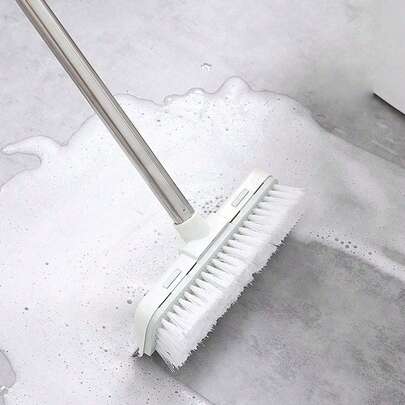1pc Brush And Scraper In One + Pp And Stainless Steel Rubber Strip + Floor Brush Patio Cleaning Brush Can Brush And Scrape Bathroom Pool Cleaning Brush Different Sizes Available Recommended Wider Brush Head L Stainless Steel Extended Brush Head