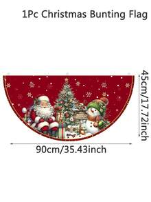 1pc Merry Christmas Fan-Shape Banner, Polyester Santa Claus Snowman Outdoor Banner, 2025 Christmas Decorations For Home Garden Fence, Yard Bunting Flag, Xmas Party Supplies