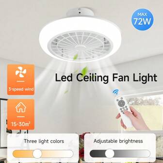 CANMEIJIA 45cm Large Size Ceiling Fan Light, 72W AC85-265V RGB+3-Color Dimming, With Remote Control, Bedroom Light, Smart Fan Pendant Light For Dining Room, Ceiling Fan Light With Lamp For Living Room, Bedroom, Suitable For Exhibition Hall/Reading Room/Dining Room/Bar/Bedroom/Cafe/Dining Hall/Clothing Store/Living Room/Kitchen