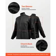 Flame-Resistant Welding Jacket - M Size, Heavy Duty Split Cowhide Leather Sleeve + 9 Oz. FR Cotton Body, Heat-Resistant Welding Jacket With Snap Buttons & Pockets, Ideal For Welder Fitter - màu đen - Xem 1