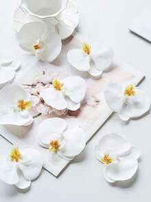 1片/6片/7片/8片/12片/15片装兰花花瓣，3.9英寸仿真PU蝴蝶兰花头，仿真蝴蝶兰花头散装，适用于婚礼花束装饰、DIY手工制作、新娘送礼会、摄影道具 - 白色 - 查看 10