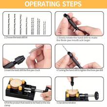 50 piezas Juego de taladro de mano de precisión micro 0.3-3.0mm Brocas helicoidales mini de aleación de aluminio con tornillo de banco para reparación de relojes, joyería, artesanía, manualidades de madera, modelismo de plástico y resina. Kit de herramientas de perforación manual industrial de aleación, regalos navideños útiles para hombres