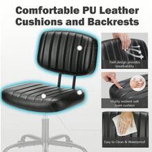 Small Armless Office Chair PU Leather Small Desk Chair Height Adjustable Stylish Vanity Chair With Wheels Computer Chair No Arms For Home Or Office - Black-1 - View 4