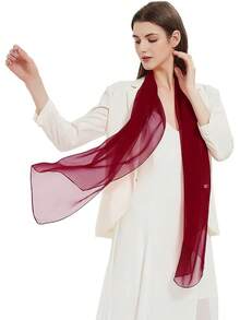 2025PANTONIGHT Long Chiffon Sheer Scarf For Womens - 069 Plain Cherry - View 12