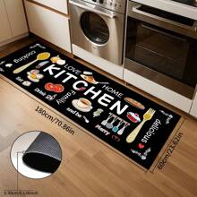 1/3 piezas Juego de alfombras de cocina, alfombra de poliéster tejida antideslizante, lavable a máquina, alfombra rectangular ligera con diseño de comida y vajilla, adecuada para dormitorio, sala de estar, comedor, cocina, baño