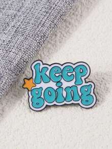 1 件时尚“Keep Going”英文字母系列个性化胸针，彩色酷炫英文短语徽章，学生服装配饰装饰别针万圣节珠宝服装配饰包饰办公室配饰圣诞礼物 - 彩色 - 查看 4