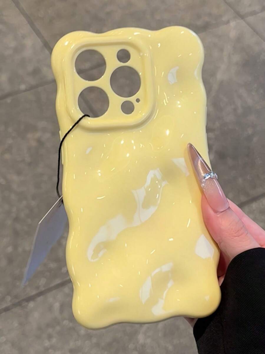 可爱不对称波浪图案新奇手机壳，纯色糖果色3D立方体波浪图案软壳，兼容 17 Pro Max、17 Pro、17 Air、17、16、15、13 Pro Max、11、12、14 Pro Max，可爱马卡龙光泽防震手机壳，春季粉彩生日礼物
