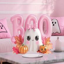 1/2/4/8件卡通粉色幽灵南瓜BOO桌面装饰趣味多用途2D亚克力牌匾家居宿舍办公室秋季万圣节礼物用品 - 彩色 - 查看 11
