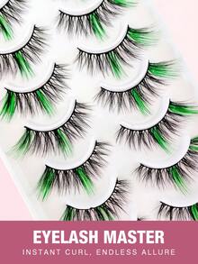 10 Pares de Cílios Coloridos A20-2 [Verde], Cílios Postiços de Falso Vison Macio em Formato de Olho de Gato, Alongam o Canto Externo, Aumentam o Tamanho dos Olhos, Adequados para Festivais, Férias, Encontros e Outras Ocasiões Cílios em Tiras, Cílios, Cílios Postiços, Cílios Falsos